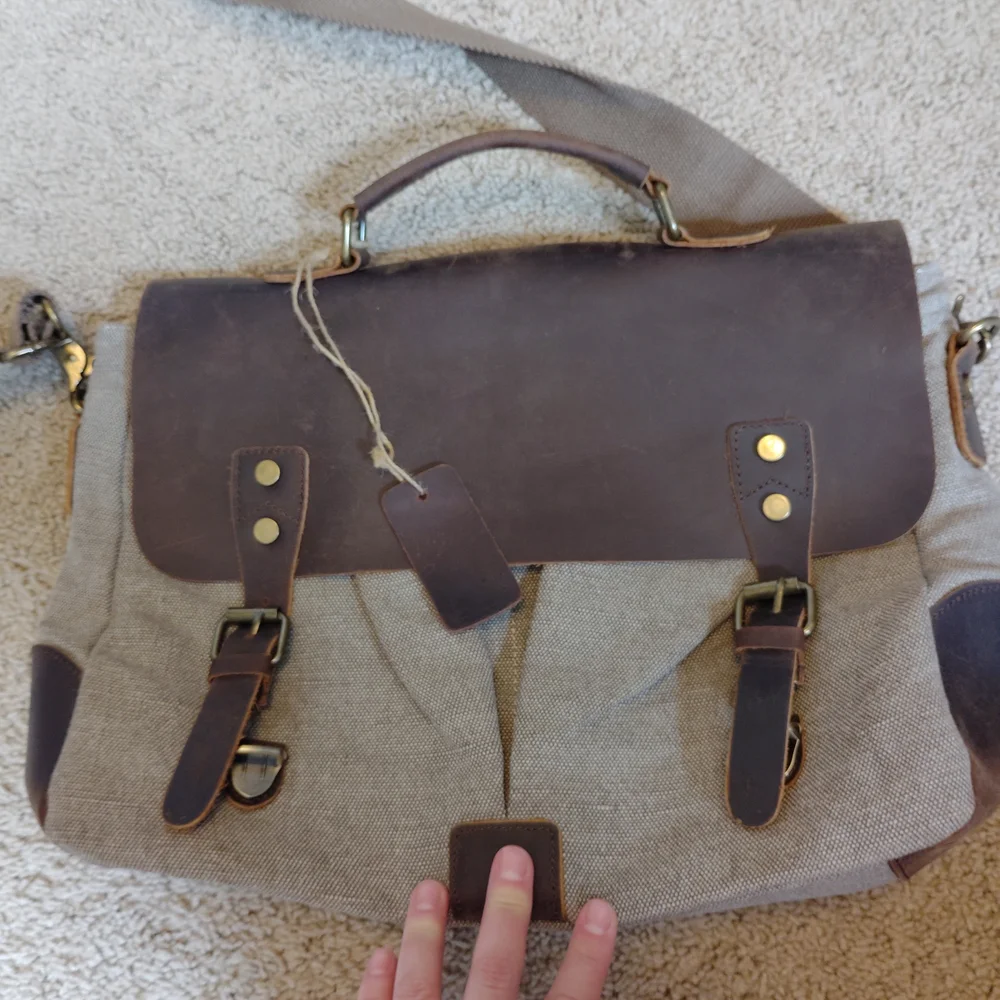 NEW Italian Brown and Tan Men's Messenger Bag